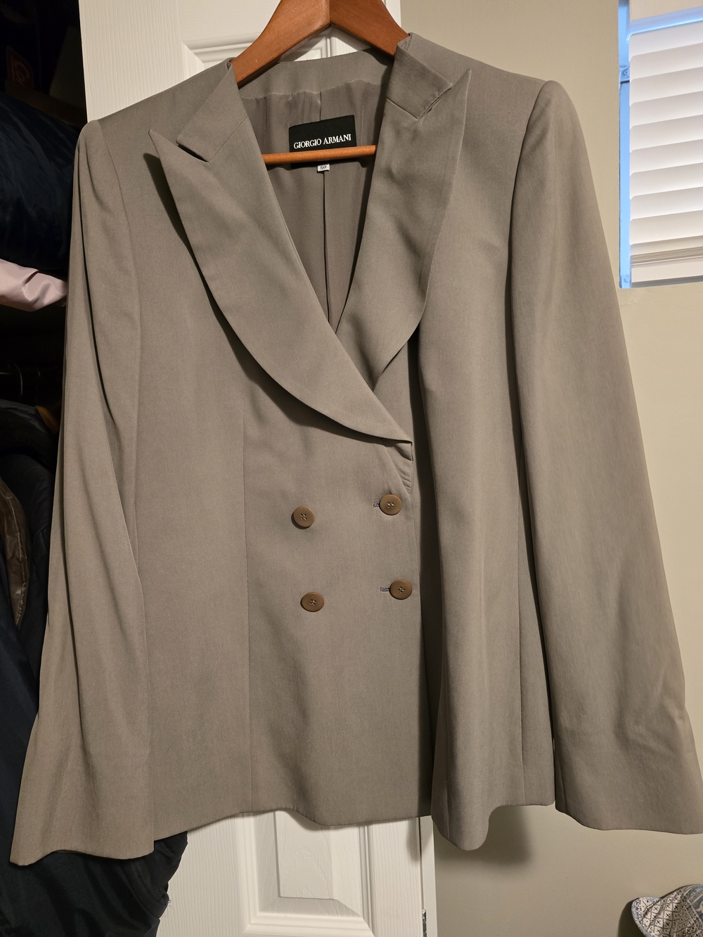 2005 Giorgio Armani Taupe Double-Breasted Women's Blazer